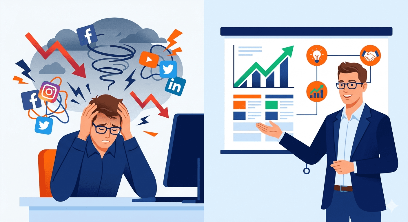 Por que a maioria das empresas investe em marketing e não vê resultado — e o que fazer diferente